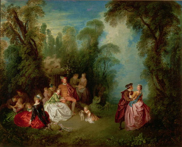 Conversation Galante By A Fountain by Jean-Baptiste Joseph Pater, 1720